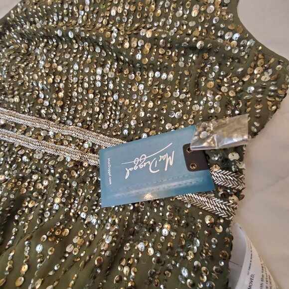 Mac Duggal Sleeveless Sequin Column Gown Olive Green 93603 Size 10 - Picture 7 of 11